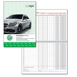 SIGEL Fahrtenbuch, Pkw und Lkw mit Kraftstoffverbrauch Formularbuch FA514 von Sigel