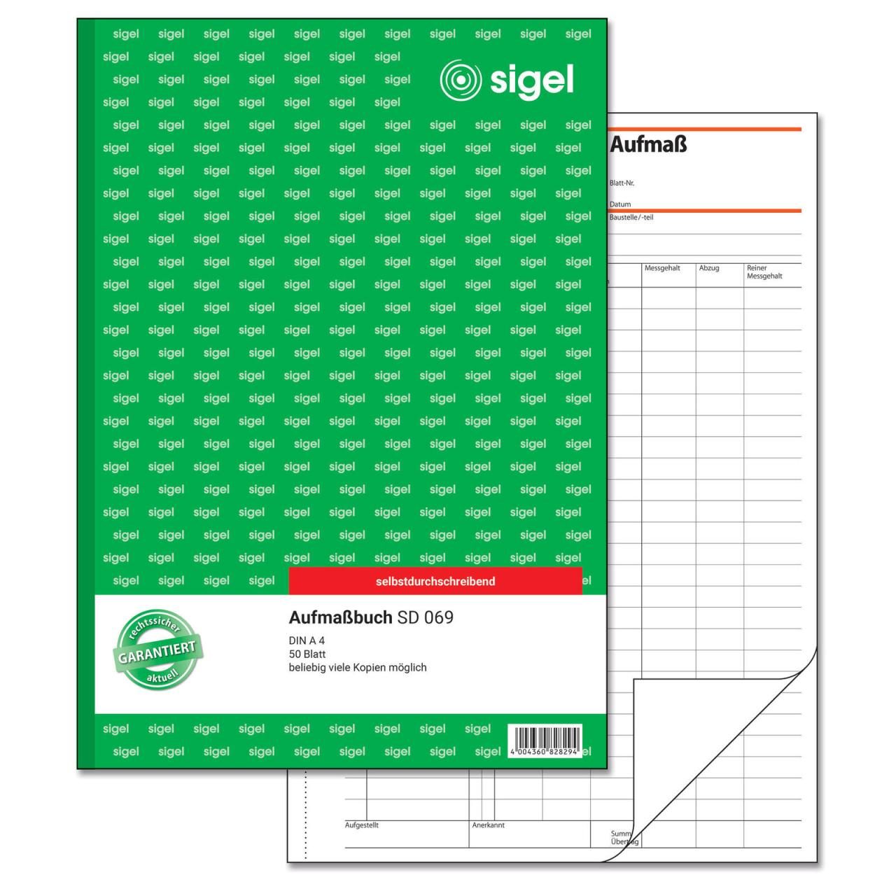 SIGEL Formularbuch Aufmaßbuch DIN A4 1x 50 Seiten SIGEL Formularbuch Aufmaßbuch DIN A4 1x 50 Seiten von Sigel