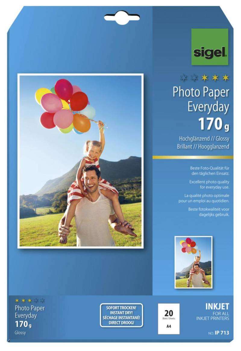 SIGEL Fotopapier Inkjet Everyday DIN A4 hochglänzend 170 g/m² von Sigel