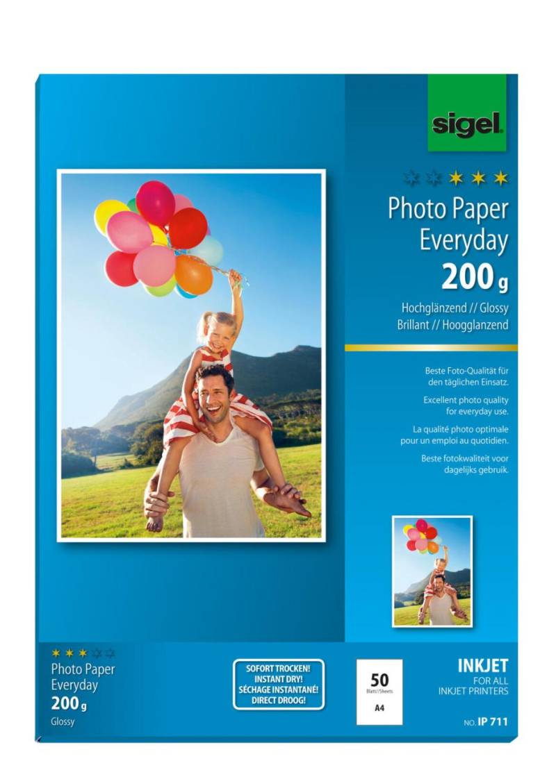SIGEL Fotopapier Inkjet Everyday DIN A4 hochglänzend 200 g/m² von Sigel