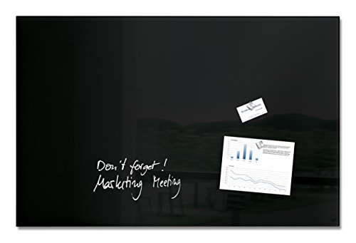 SIGEL GL140 Premium Glas-Whiteboard 100x65 cm schwarz hochglänzend, SGS geprüft, einfache Montage, incl. 3 starke Magnete, Glas-Magnettafel für Büro & Schule, Artverum von Sigel