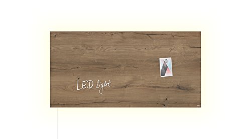 SIGEL GL408 Premium Glas-Magnettafel 91 x 46 cm mit LED-Beleuchtung, Design Natural Wood / Holzoptik hochglänzend, TÜV geprüft, einfache Montage, incl. 3 starke Magnete, Artverum von Sigel