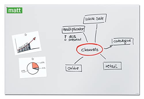 SIGEL GL520 Großes Premium Glas-Whiteboard 150x100 cm super-weiß, matt - nicht spiegelnd, TÜV geprüft, einfache Montage, incl. 2 starke Magnete, Glas-Magnettafel Artverum von Sigel