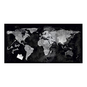 SIGEL Glas-Magnettafel artverum® 91,0 x 46,0 cm World-Map von Sigel