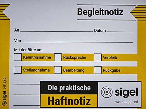 SIGEL HF142 Haftnotiz Begleitnotiz 100 x 75 mm, 50 Blatt von Sigel