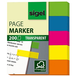 SIGEL Haftmarker transparent Haftmarker farbsortiert 5x 40 Streifen von Sigel