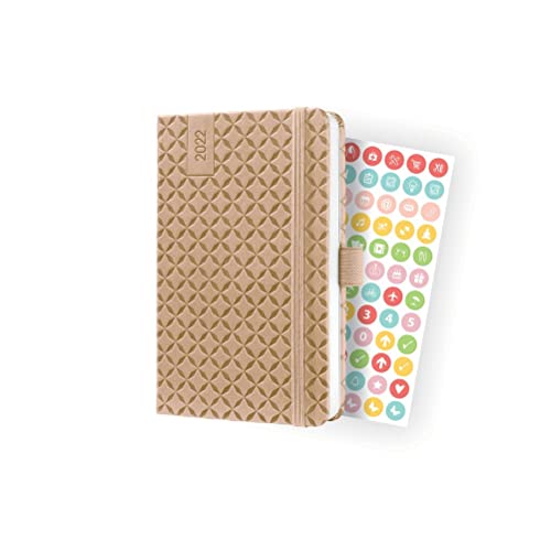 SIGEL J2108 Wochenkalender Jolie 2022 - ca. A6 - beige - Hardcover - 174 Seiten - mit fröhlichem Kalendarium, vielen Infos und praktischen Stickern - FSC-zertifiziert - Terminplaner von Sigel