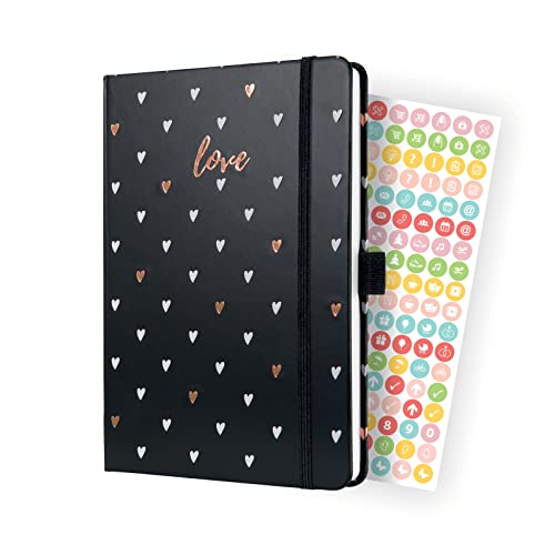 SIGEL J3335 Wochenkalender Jolie 2023 - Dark Love - ca. A5 - schwarz - Hardcover - Gummiband, Stiftschlaufe, Einstecktasche - 174 Seiten - FSC-zertifiziert - Terminplaner von Sigel
