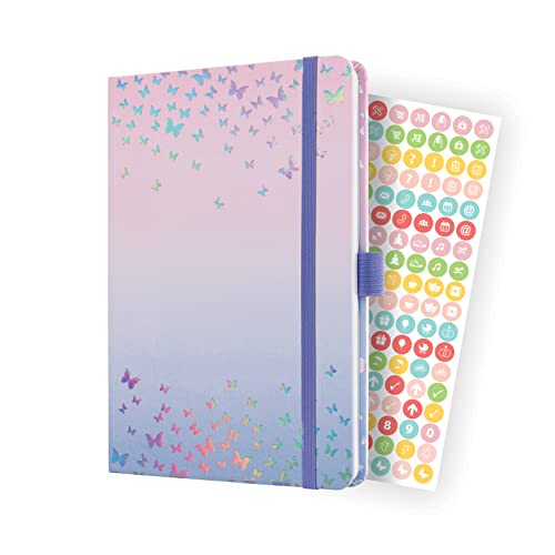 SIGEL J3347 Wochenkalender Jolie 2023 - Butterfly Confetti Candy - ca. A5 - Hardcover - Gummiband, Stiftschlaufe, Einstecktasche - 174 Seiten - FSC-zertifiziert - Terminplaner von Sigel