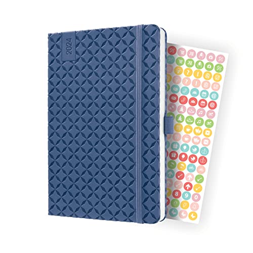 SIGEL J4101 Wochenkalender Jolie 2024, ca. A5, blau, Hardcover, Gummiband, Stiftschlaufe, Einstecktasche, 174 Seiten, aus nachhaltigem Papier, Terminplaner von Sigel