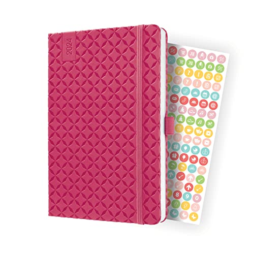 SIGEL J4105 Wochenkalender Jolie 2024, ca. A5, pink, Hardcover, Gummiband, Stiftschlaufe, Einstecktasche, 174 Seiten, aus nachhaltigem Papier, Terminplaner von Sigel