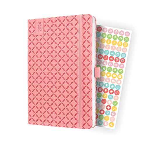 SIGEL J4111 Wochenkalender Jolie 2024, ca. A5, rose, Hardcover, Gummiband, Stiftschlaufe, Einstecktasche, 174 Seiten, aus nachhaltigem Papier, Terminplaner von Sigel