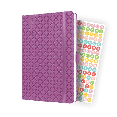 SIGEL J4115 Wochenkalender Jolie 2024, ca. A5, violett, Hardcover, Gummiband, Stiftschlaufe, Einstecktasche, 174 Seiten, aus nachhaltigem Papier, Terminplaner von Sigel