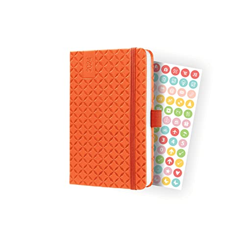 SIGEL J4118 Wochenkalender Jolie 2024, ca. A6, orange, Hardcover, Gummiband, Stiftschlaufe, Einstecktasche, 174 Seiten, aus nachhaltigem Papier, Terminplaner von Sigel