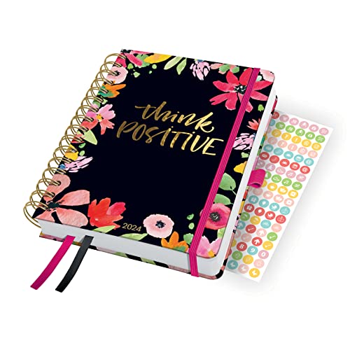 SIGEL J4600 Spiral-Kalender Jolie 2024, Flower Love, ca. A5, Hardcover, Gummiband, Stiftschlaufe, Einstecktasche, 2 Zeichenbänder, 240 Seiten, aus nachhaltigem Papier, Wochenplaner von Sigel