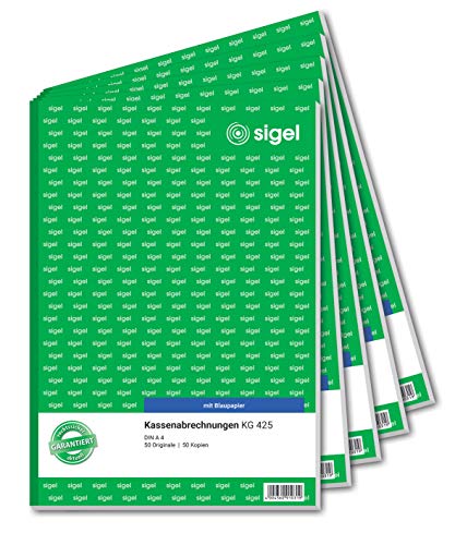 SIGEL KG425/5 Kassenabrechnung A4, 2x50 Blatt, 5er Pack von Sigel