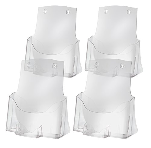 SIGEL LH111 Tisch-Prospekthalter DIN A4 mit Visitenkartenfach aus hochwertigem Acryl, 4-er Pack - Prospektständer - Flyerhalter von Sigel