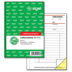 SIGEL Lieferschein mit Empfangsschein Formularbuch SD013 von Sigel