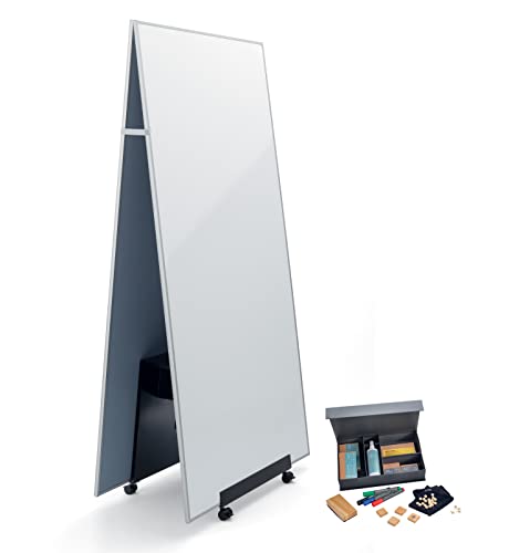 SIGEL MUB01 Set aus 1x mobilem Whiteboard, magnetisch, 1x Pinboard, jeweils 90 x 180 cm und beidseitig nutzbar, 1x Aufsteller und 1x Starterset von Sigel