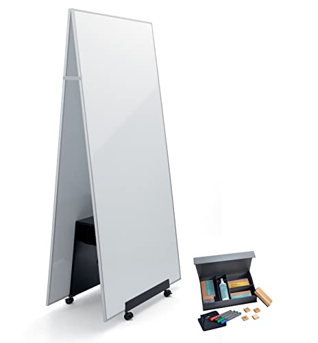 SIGEL MUB03 Meet up Set aus 2x mobile Whiteboards 90x180cm magnetisch, beidseitig beschreibbar, silberner Rahmen, 1x Aufsteller und 1x Starterset (Marker, Magnete, Reinigungsmittel) von Sigel
