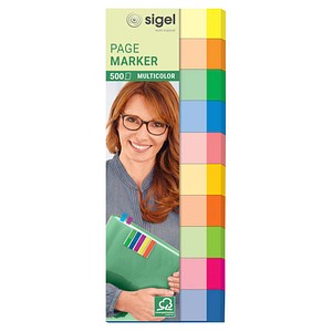 SIGEL MULTICOLOR Haftmarker farbsortiert 10x 50 Streifen von Sigel