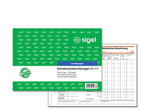 SIGEL RA517 Reisekostenabrechnung wöchentlich, A5 quer, 50 Blatt von Sigel