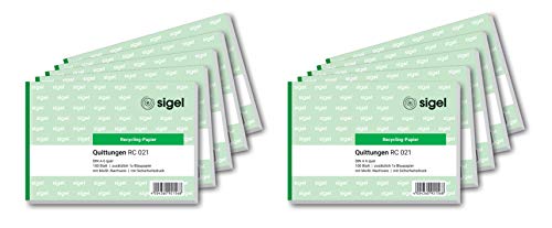 SIGEL RC021/10 Quittungsblock A6 quer, aus Recycling-Papier, 10 Stück, 100 Blatt von Sigel