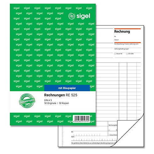 SIGEL RE525 Rechnungen A5, 2x50 Blatt von Sigel