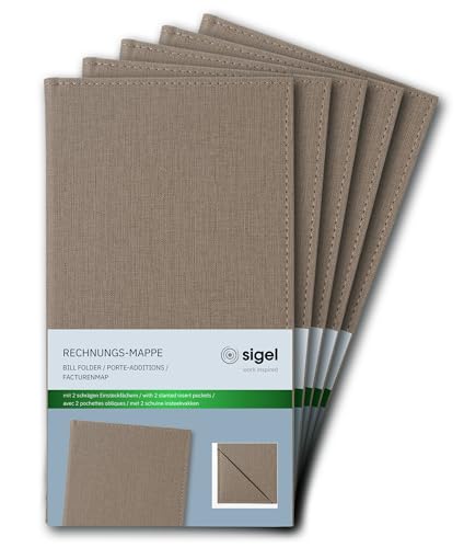 SIGEL RM102/5 Rechnungsmappe, beige mit edler Leinenstruktur, 5er Pack, strapazierfähig und leicht abwischbar, 23 x 13 cm SIGEL RM102/5 Rechnungsmappe, beige mit edler Leinenstruktur, 5er Pack, strapazierfähig und leicht abwischbar, 23 x 13 cm von Sigel