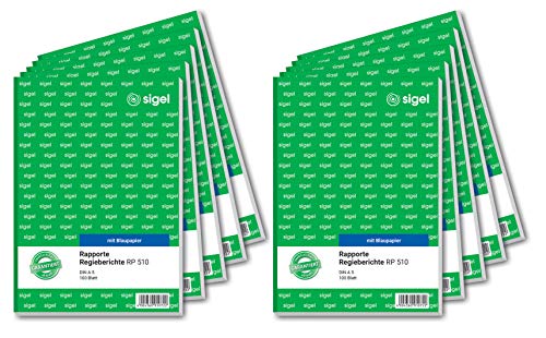 SIGEL RP510/10 Rapport / Regiebericht A5, 100 Blatt, 10er Pack, incl. Blaupapier, mikroperforiert von Sigel