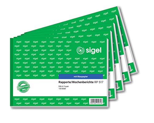 SIGEL RP517/5 Rapport / Wochenbericht A5 quer, 100 Blatt, 5er Pack von Sigel
