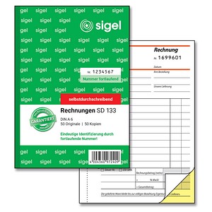 SIGEL Rechnung mit fortlaufenden Nummern Formularbuch SD133 von Sigel