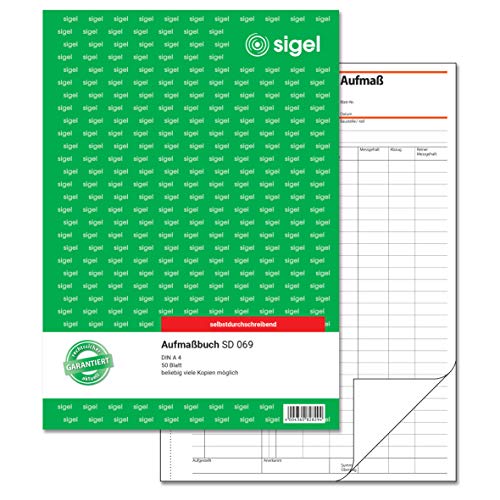 SIGEL SD069 Aufmaßbuch selbstdurchschreibend, beliebig viele Kopien, A4, 50 Blatt, aus nachhaltigem Papier SIGEL SD069 Aufmaßbuch selbstdurchschreibend, beliebig viele Kopien, A4, 50 Blatt, aus nachhaltigem Papier von Sigel