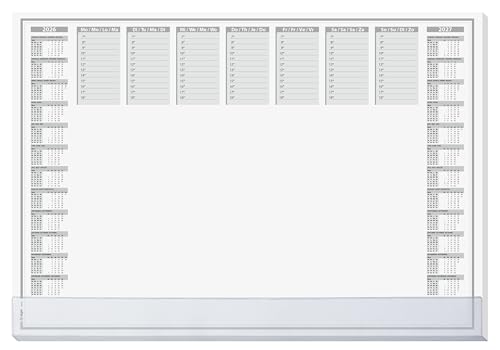 SIGEL Schreibtischunterlage aus Papier, Kalender 2 Jahre und Woche, Design protect, A2 (59, 5 x 41 cm), mit Schutzstreifen, grau/weiß, 40 Blatt H6366 von Sigel
