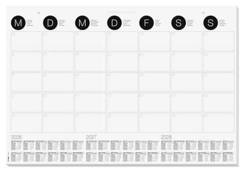 SIGEL Schreibtischunterlage aus Papier, Papierblock mit 3 Jahres Kalender und Monatsübersicht, Monthly Planner Design, A2 (59, 5 x 41 cm), schwarz-weiß, 12 Blatt H6550 von Sigel