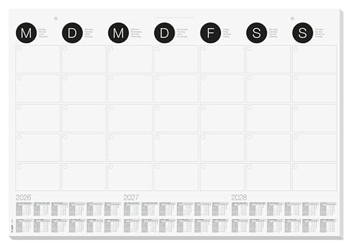 SIGEL Schreibtischunterlage aus Papier, Papierblock mit 3 Jahres Kalender und Monatsübersicht, Monthly Planner Design, A2 (59, 5 x 41 cm), schwarz-weiß, 12 Blatt H6550 von Sigel