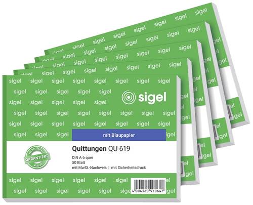 Sigel 619Q5 Quittungsblock DIN A6 quer Anzahl der Blätter: 50 5St. von Sigel
