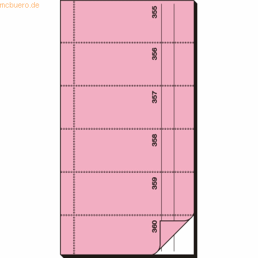 Sigel Bonbuch 360 Abrisse 105x200mm 65g/qm rosa selbstdurchschreibend von Sigel