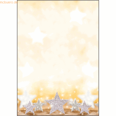 Sigel Designpapier Weihnachten Glitter Stars A4 90g/qm VE=100 Blatt von Sigel