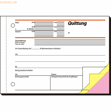 Sigel Formularbuch Quittung A6 quer selbstdurchschreibend VE=3x40 Blat von Sigel