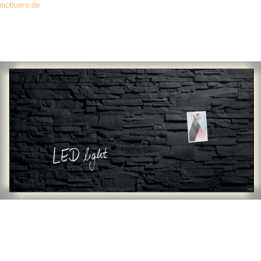 Sigel Glasmagnetboard artverum LED light Design Schiefer-Stone 910x460 von Sigel