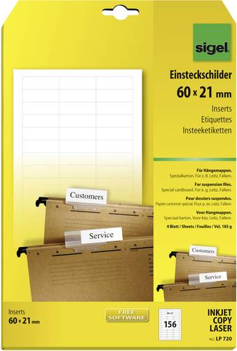 Sigel LP720 Einsteckschild Hängemappen 60cm x 21mm von Sigel