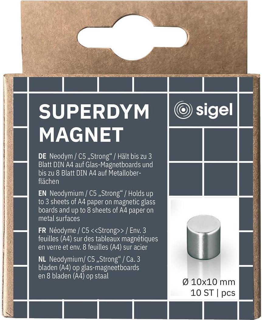 Sigel Magnetplättchen Strong O 10 x 10 mm 10 Stück - SIGEL BA701 SuperDym C5 Ø10mm (BA701) von Sigel