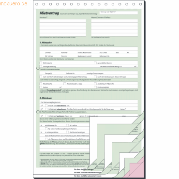 Sigel Mietvertrag A4 hoch 80g/qm selbstdurchschreibend 4x2 Blatt von Sigel