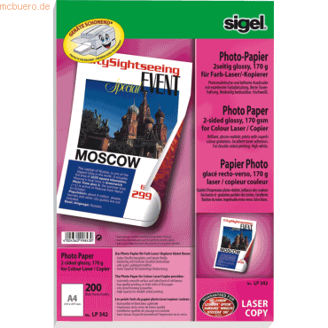 Sigel Photo-Papier für Farb-Laser/-Kopierer A4 170g/qm 200 Blatt 2seit von Sigel