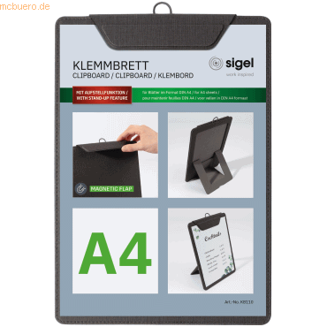 Sigel Speisekarten-Klemmbrett für DIN A4 Kunststoff anthrazit Sigel Speisekarten-Klemmbrett für DIN A4 Kunststoff anthrazit von Sigel