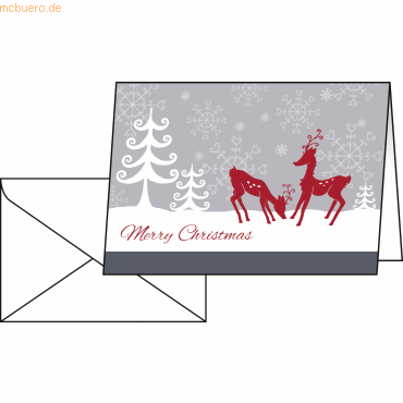 Sigel Weihnachts-Karte A6 (A5) 220g Red Deer VE=25+25 Stück von Sigel