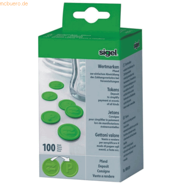 Sigel Wertmarken Pfand 25mm grün VE=100 Stück von Sigel