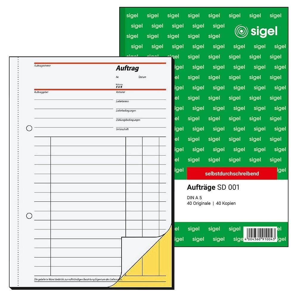 sigel Auftrag SD001 DIN A5 - 2x 40 Blatt von Sigel