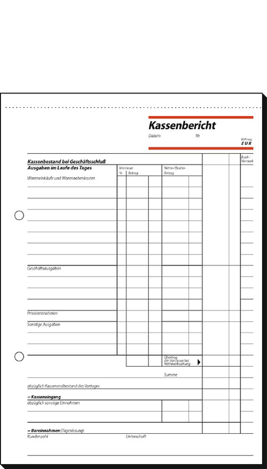 sigel Formularbuch , Kassenbericht/Bestandsrechnung, , A5 von Sigel